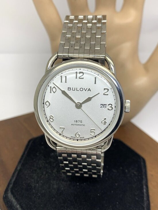 Bulova Men's Watch 96B326 Commodore Swiss Automatic Silver Stainless Steel 38mm